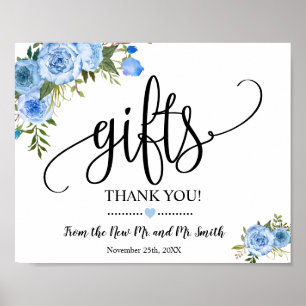 Poster Panneau de cadeaux douche de mariage réception flo