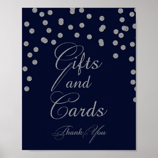 Poster Panneau de cadeaux et cartes Paillettes Navy (Devant)