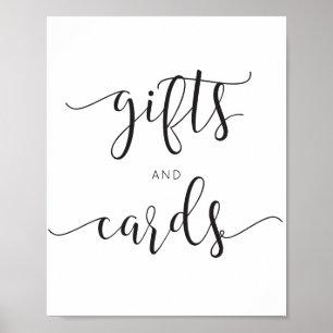 Poster Panneau de cadeaux et de cartes en écriture rustiq