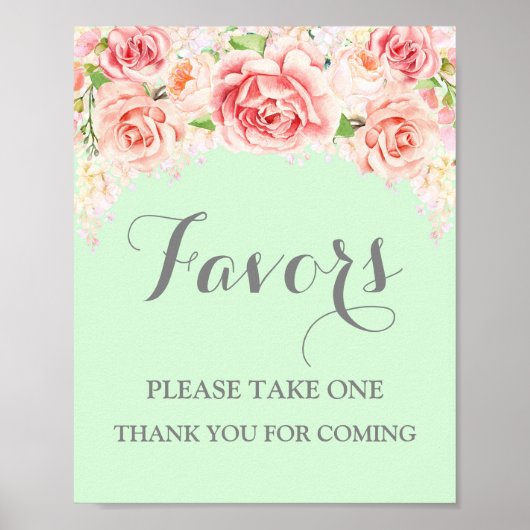 Poster Panneau de cadeaux pour Baby Shower Fleurs aquarel (Devant)