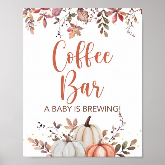 Poster Panneau de café Automne Un bébé brasse Douche (Devant)