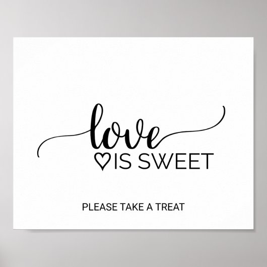 Poster Panneau de calligraphie noire simple Love is Sweet (Devant)