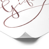 Poster Panneau de calligraphie or Rose romantique Cartes  (Coin)