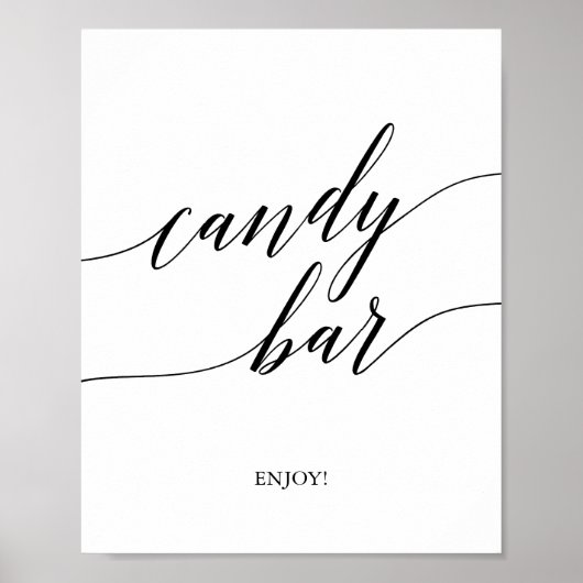 Poster Panneau de Candy Bar Calligraphie Noir Élégant (Devant)