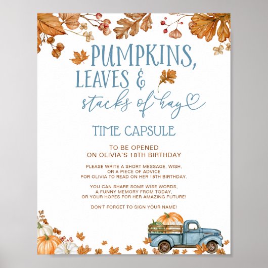 Poster Panneau de capsule temporelle Citrouilles Feuilles (Devant)