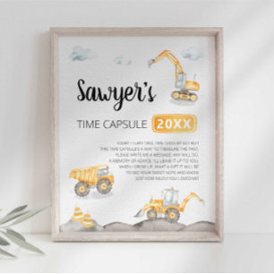 Poster Panneau de capsule temporelle de camion de constru