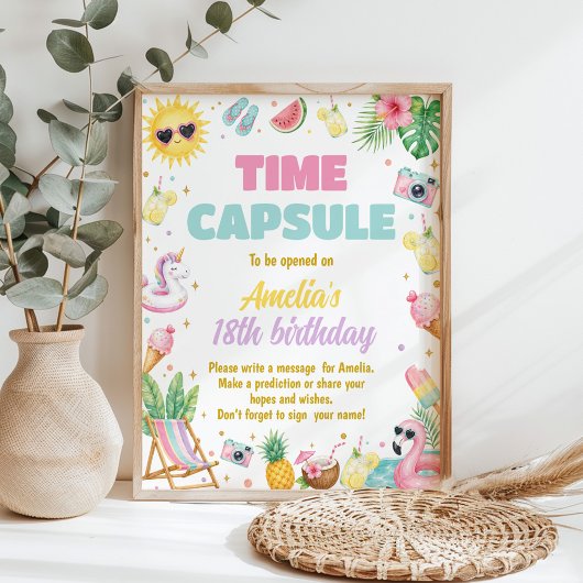 Poster Panneau de capsule temporelle pour fête d'annivers