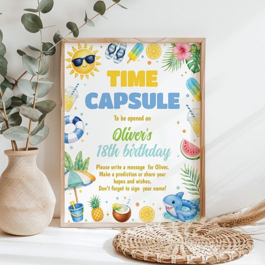 Poster Panneau de capsule temporelle pour fête d'annivers