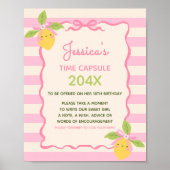 Poster Panneau de capsule temporelle rose pour le 1er ann (Devant)