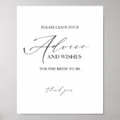 Poster Panneau de carte de conseils de mariage minimalist (Devant)