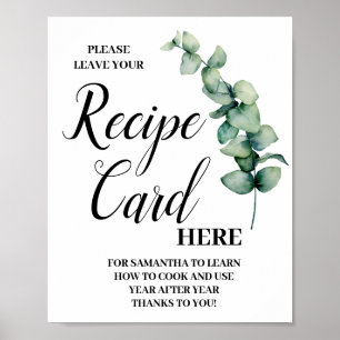 Poster Panneau de carte de recette de feuille d'eucalyptu