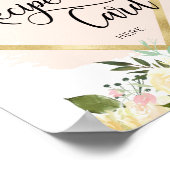 Poster Panneau de carte de recette en or rose blush flora (Coin)