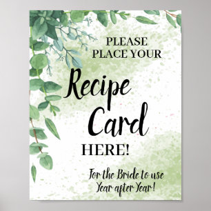 Poster Panneau de carte de recette Eucalyptus Place pour