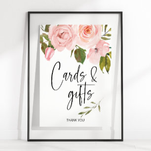Poster Panneau de carte florale et cadeaux Roses Rose Gên