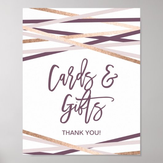 Poster Panneau de Cartes et Cadeaux à Streamers Rose Gold (Devant)
