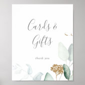 Poster Panneau de cartes et cadeaux Airy Greenery et Gold (Devant)