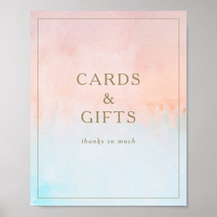 Poster Panneau de cartes et cadeaux aquarelle de coucher 