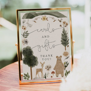 Poster Panneau de cartes et cadeaux Boho Woodland Baby Sh