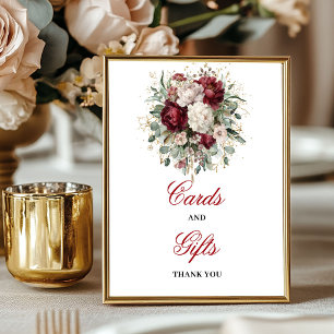 Poster Panneau de cartes et cadeaux de Bourgogne rose mag