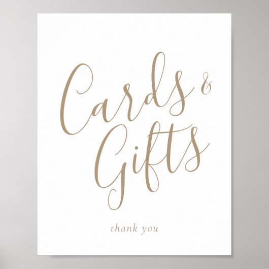 Poster Panneau de cartes et cadeaux de calligraphie Gold (Devant)