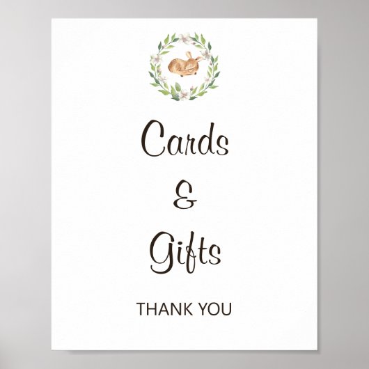 Poster Panneau de cartes et cadeaux de cerfs couchés flor (Devant)