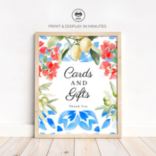 Poster Panneau de cartes et cadeaux de citron en carrelag