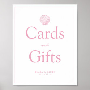 Poster Panneau de cartes et cadeaux de coquillages roses 