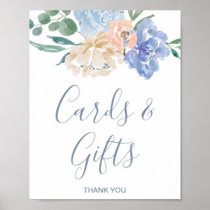 Poster Panneau de cartes et cadeaux de mariage Fleurs ble