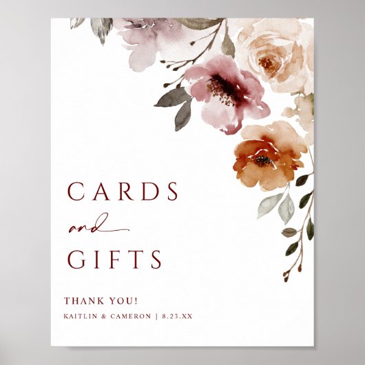 Poster Panneau de cartes et cadeaux de mariage floral ter (Devant)
