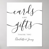 Poster Panneau de cartes et cadeaux de script noir et bla (Devant)