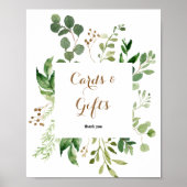 Poster Panneau de cartes et cadeaux de verdure d'eucalypt (Devant)
