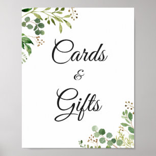 Poster Panneau de cartes et cadeaux de verdure d'eucalypt