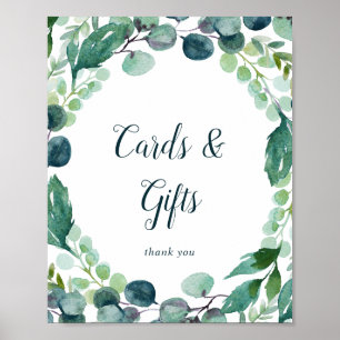 Poster Panneau de cartes et cadeaux de verdure luxuriante