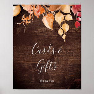 Poster Panneau de cartes et cadeaux en bois brun rustique
