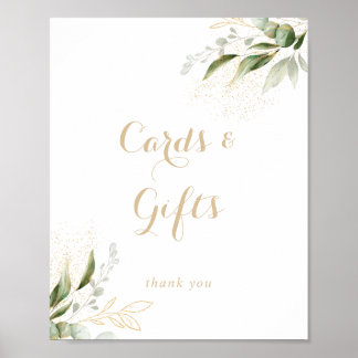 Poster Panneau de cartes et cadeaux en eucalyptus vert sa