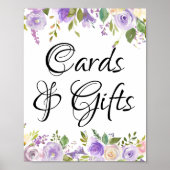 Poster Panneau de cartes et cadeaux floraux blanc violet (Devant)