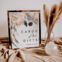 Panneau de cartes et cadeaux floraux blancs