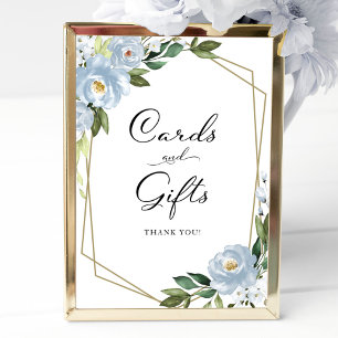 Poster Panneau de cartes et cadeaux floraux bleu poussiér
