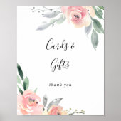 Poster Panneau de cartes et cadeaux floraux rose pâle élé (Devant)