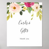 Poster Panneau de cartes et cadeaux floraux rose verdure (Devant)