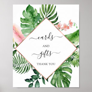 Poster Panneau de cartes et cadeaux floraux tropicaux