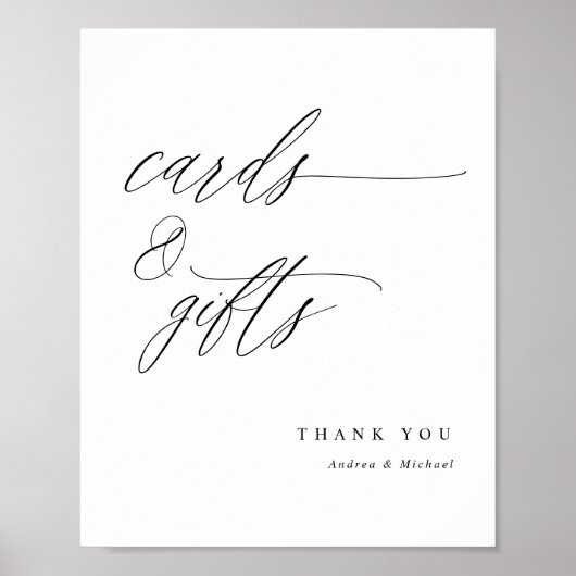 Poster Panneau de cartes et cadeaux Mariage calligraphie  (Devant)