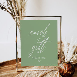 Poster Panneau de cartes et cadeaux minimalistes vert sau