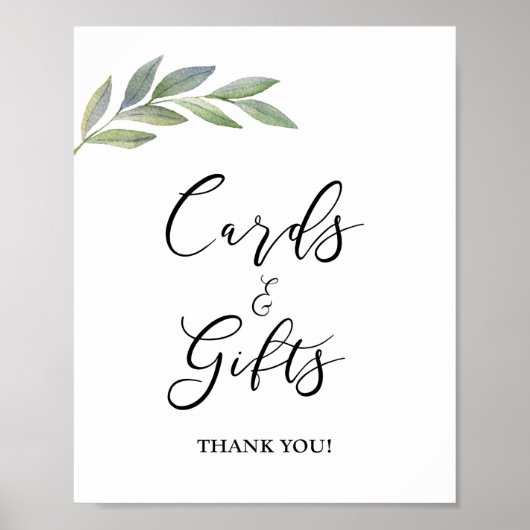 Poster Panneau de cartes et cadeaux Olive Leaf Greenery (Devant)