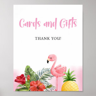 Poster Panneau de Cartes et Cadeaux Rose Flamant Tropical