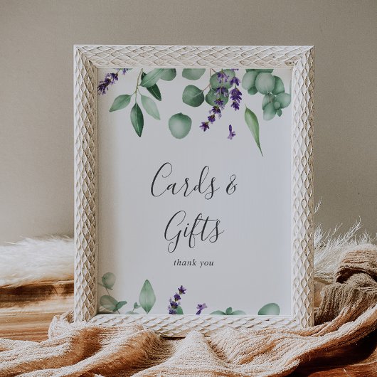 Poster Panneau de cartes et cadeaux Rustic Lavender & Euc