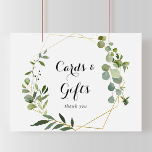 Poster Panneau de cartes et cadeaux tropicaux verts géomé