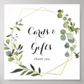 Poster Panneau de cartes et cadeaux vert tropical or géom (Devant)