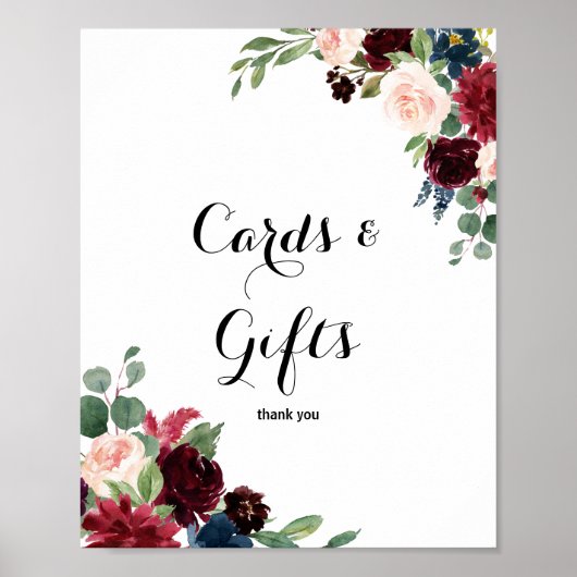 Poster Panneau de cartes et de cadeaux de Bourgogne rusti (Devant)