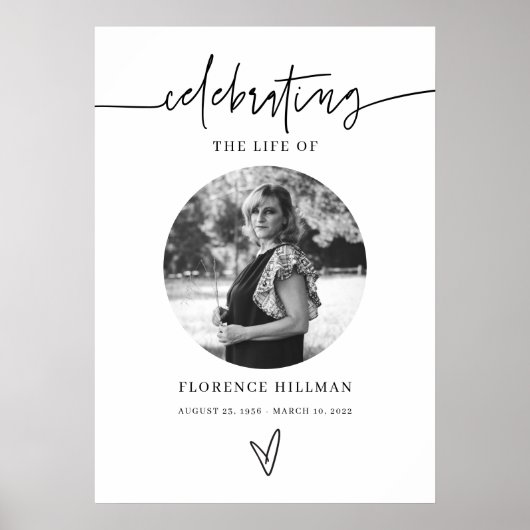 Poster Panneau de célébration de vie de deuil minimal (Devant)